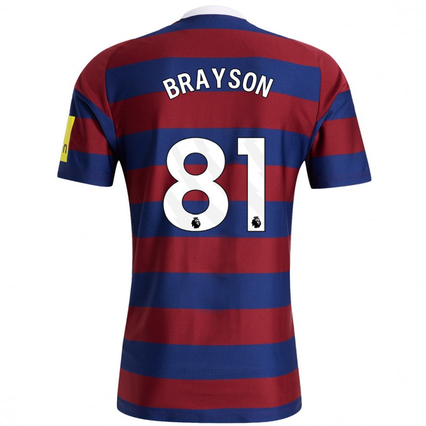 Kinder Fußball Joe Brayson #81 Burgunderrot Marineblau Auswärtstrikot Trikot 2024/25 T-Shirt Luxemburg