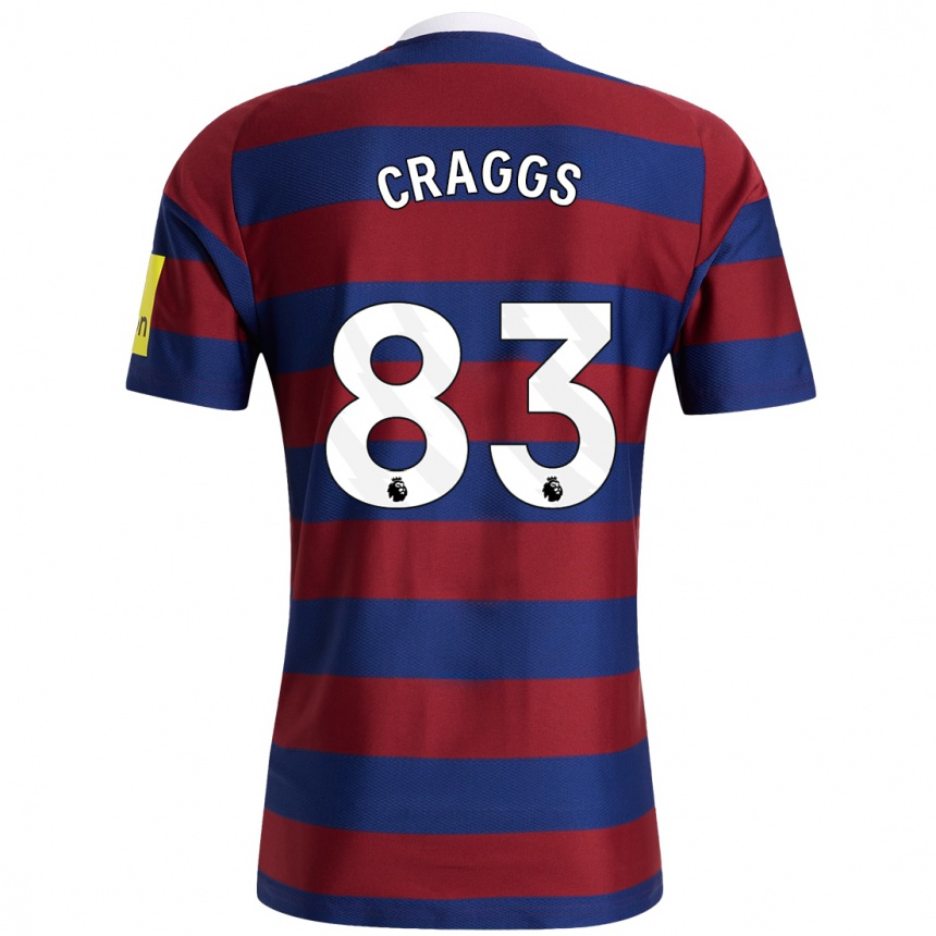 Kinder Fußball Luke Craggs #83 Burgunderrot Marineblau Auswärtstrikot Trikot 2024/25 T-Shirt Luxemburg