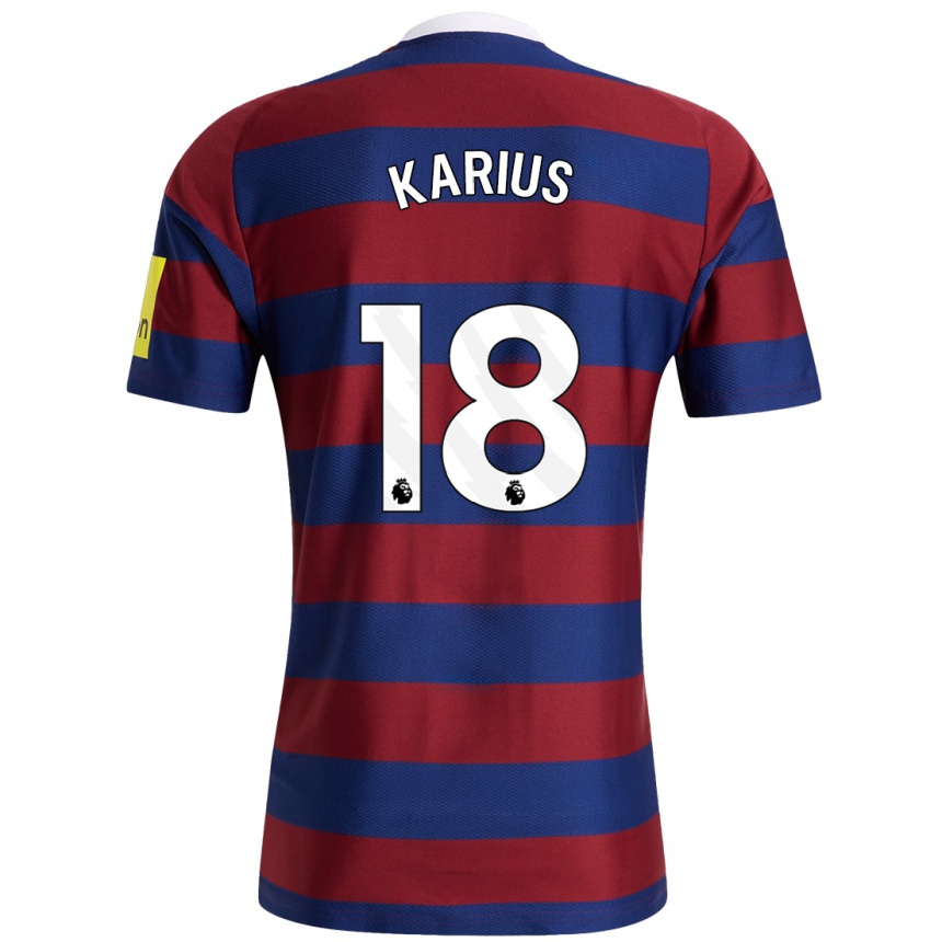 Kinder Fußball Loris Karius #18 Burgunderrot Marineblau Auswärtstrikot Trikot 2024/25 T-Shirt Luxemburg