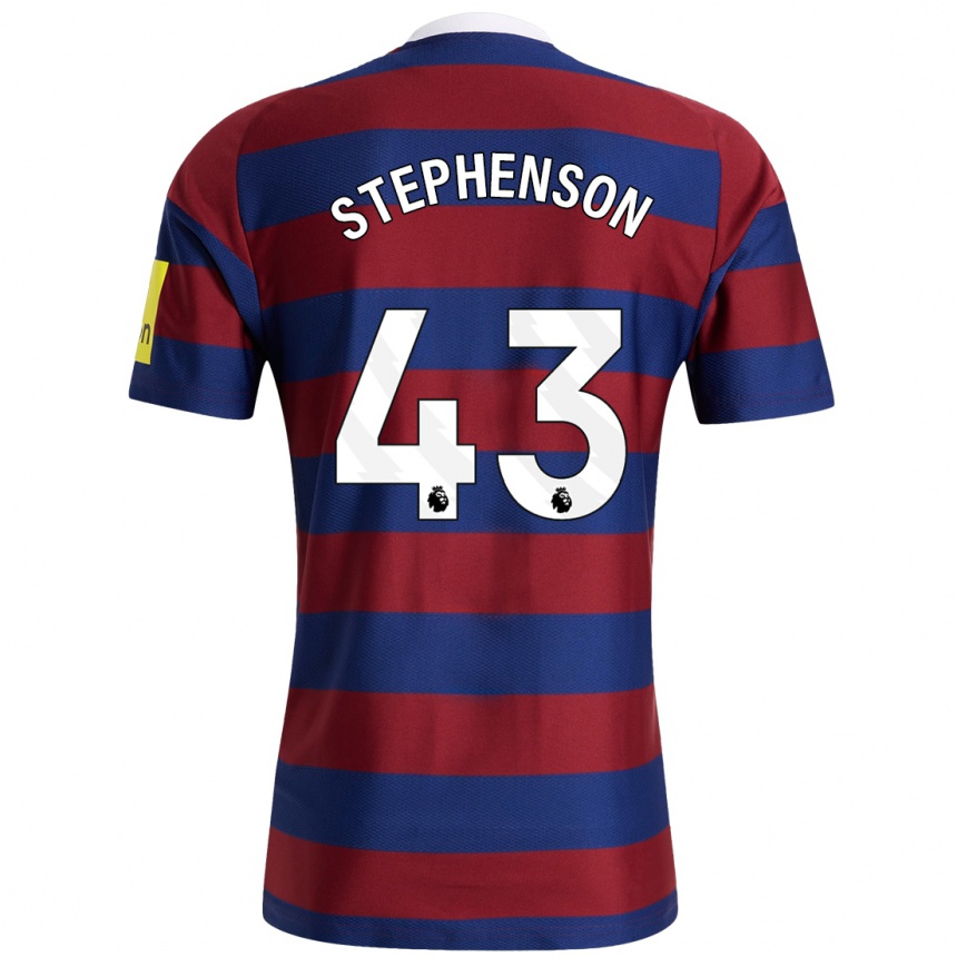 Kinder Fußball Dylan Stephenson #43 Burgunderrot Marineblau Auswärtstrikot Trikot 2024/25 T-Shirt Luxemburg