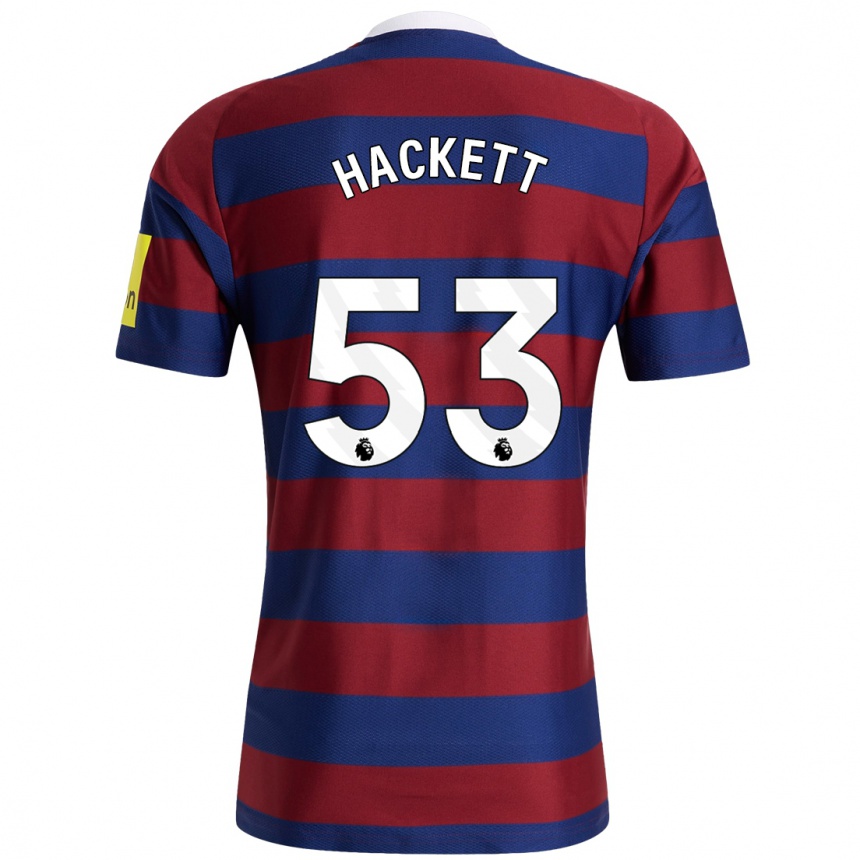 Kinder Fußball Jordan Hackett #53 Burgunderrot Marineblau Auswärtstrikot Trikot 2024/25 T-Shirt Luxemburg