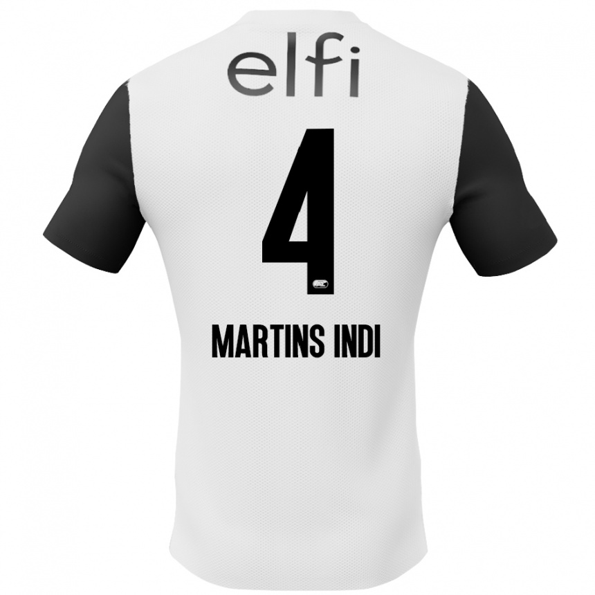 Kinder Fußball Bruno Martins Indi #4 Weiß Schwarz Auswärtstrikot Trikot 2024/25 T-Shirt Luxemburg