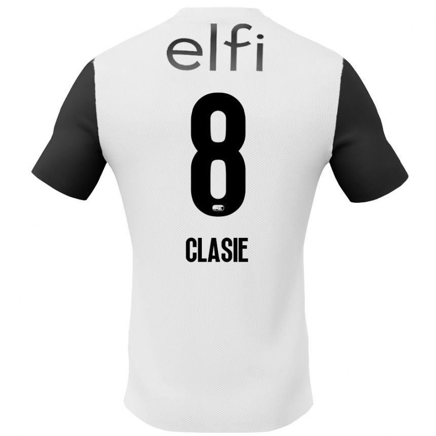 Kinder Fußball Jordy Clasie #8 Weiß Schwarz Auswärtstrikot Trikot 2024/25 T-Shirt Luxemburg