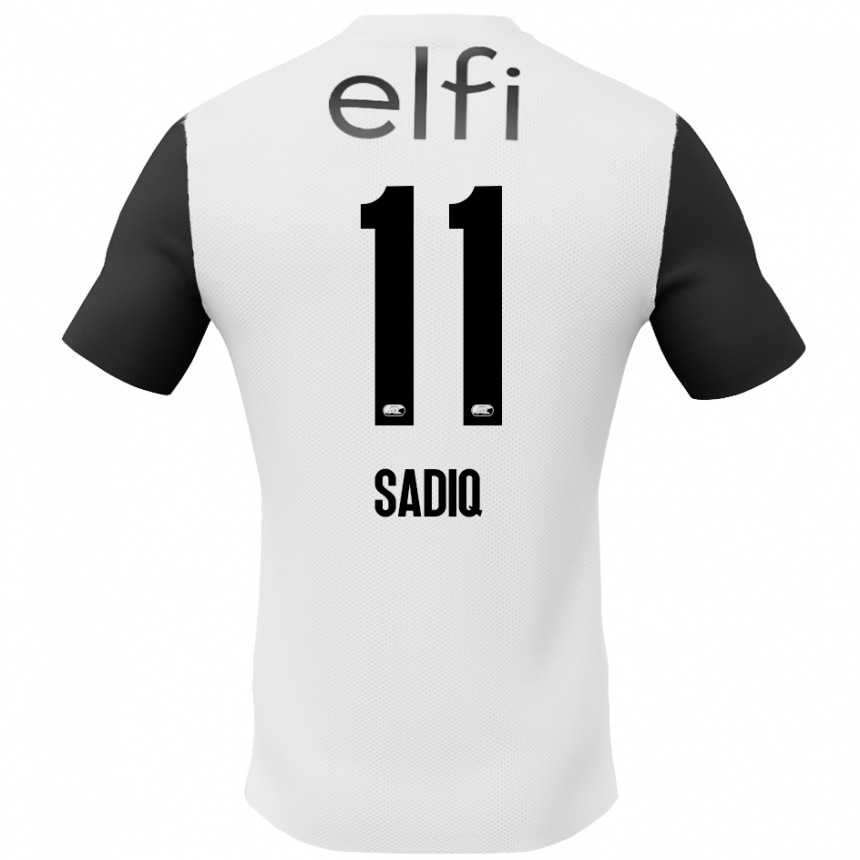 Kinder Fußball Ibrahim Sadiq #11 Weiß Schwarz Auswärtstrikot Trikot 2024/25 T-Shirt Luxemburg