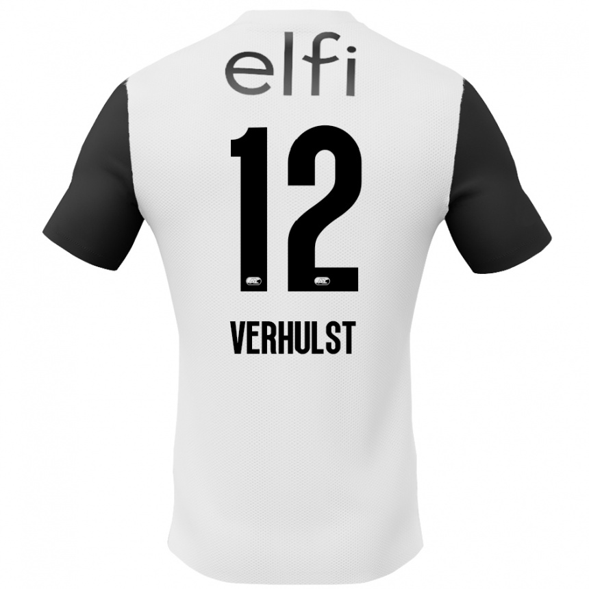 Kinder Fußball Hobie Verhulst #12 Weiß Schwarz Auswärtstrikot Trikot 2024/25 T-Shirt Luxemburg