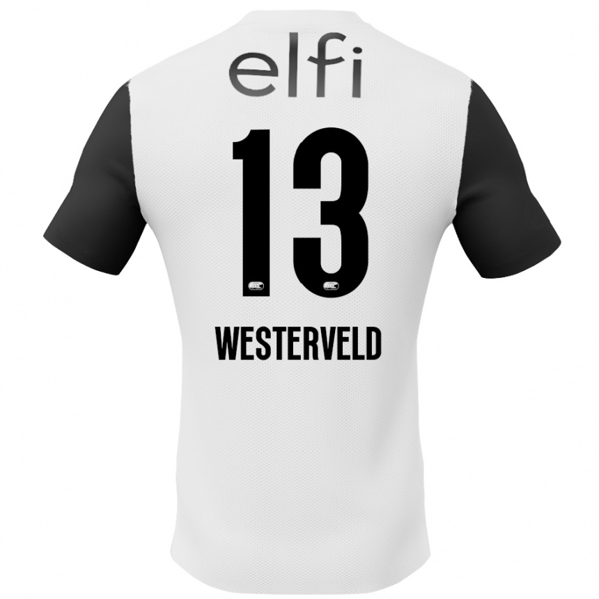 Kinder Fußball Sem Westerveld #13 Weiß Schwarz Auswärtstrikot Trikot 2024/25 T-Shirt Luxemburg