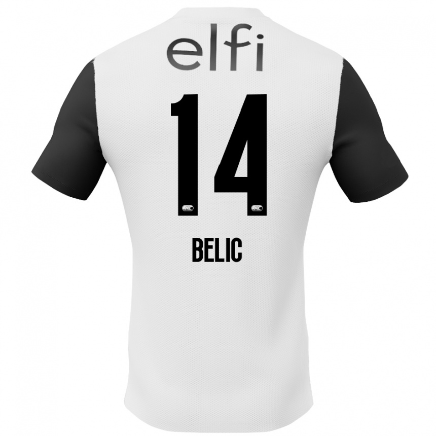 Kinder Fußball Kristijan Belic #14 Weiß Schwarz Auswärtstrikot Trikot 2024/25 T-Shirt Luxemburg