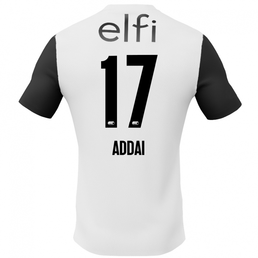 Kinder Fußball Jayden Addai #17 Weiß Schwarz Auswärtstrikot Trikot 2024/25 T-Shirt Luxemburg