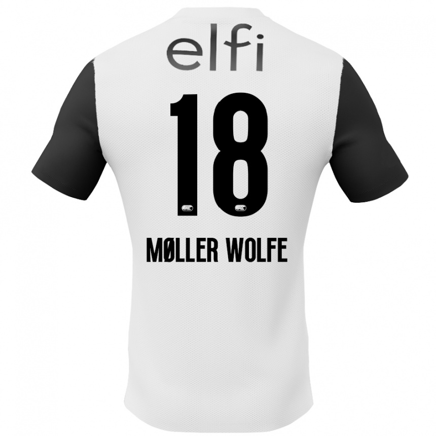 Kinder Fußball David Møller Wolfe #18 Weiß Schwarz Auswärtstrikot Trikot 2024/25 T-Shirt Luxemburg