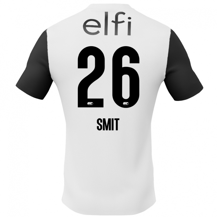 Kinder Fußball Kees Smit #26 Weiß Schwarz Auswärtstrikot Trikot 2024/25 T-Shirt Luxemburg