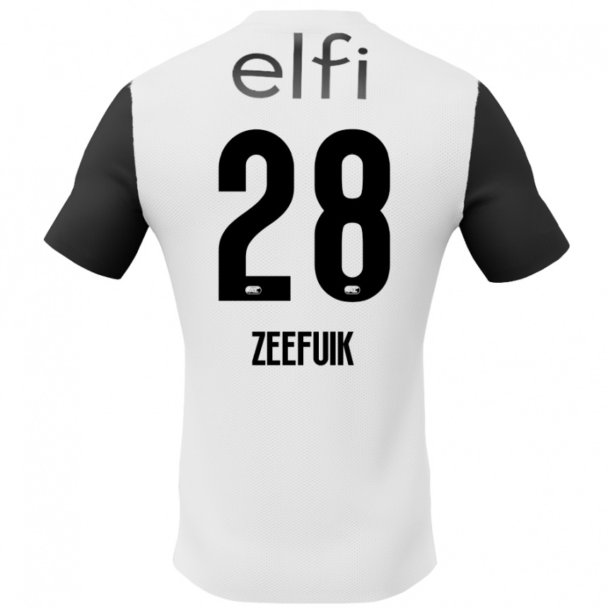 Kinder Fußball Lequincio Zeefuik #28 Weiß Schwarz Auswärtstrikot Trikot 2024/25 T-Shirt Luxemburg