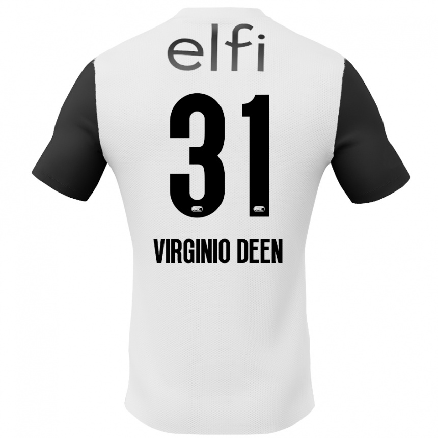 Kinder Fußball Daniël Virginio Deen #31 Weiß Schwarz Auswärtstrikot Trikot 2024/25 T-Shirt Luxemburg