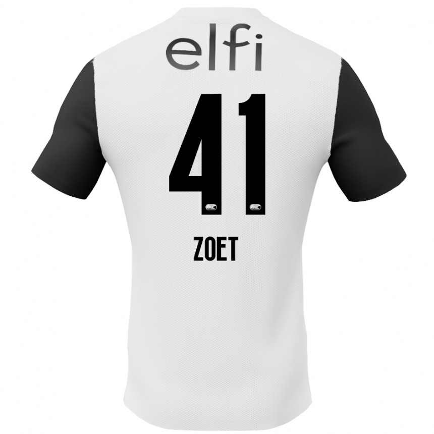 Kinder Fußball Jeroen Zoet #41 Weiß Schwarz Auswärtstrikot Trikot 2024/25 T-Shirt Luxemburg