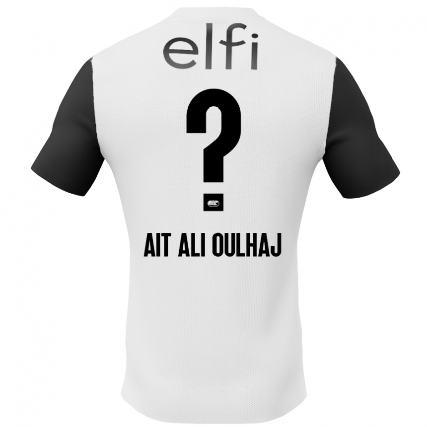 Kinder Fußball Adam Ait Ali Oulhaj #0 Weiß Schwarz Auswärtstrikot Trikot 2024/25 T-Shirt Luxemburg