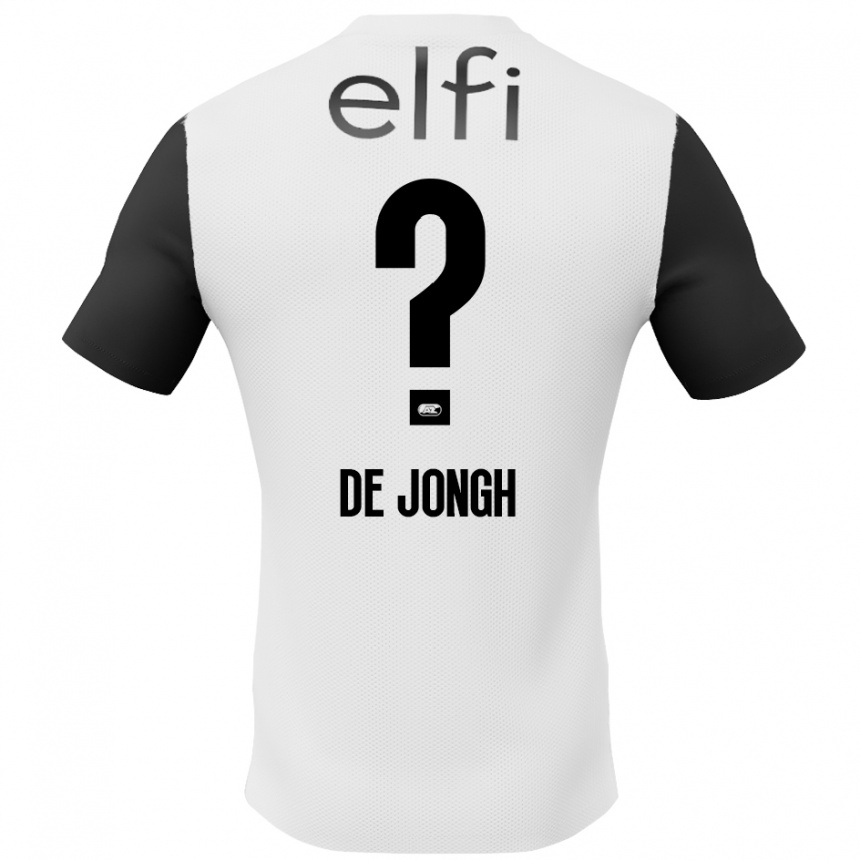 Kinder Fußball Iain De Jongh #0 Weiß Schwarz Auswärtstrikot Trikot 2024/25 T-Shirt Luxemburg