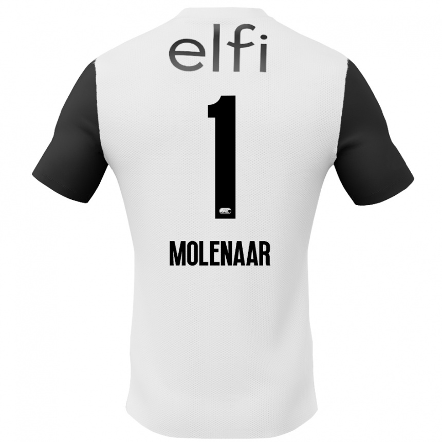 Kinder Fußball Finn Molenaar #1 Weiß Schwarz Auswärtstrikot Trikot 2024/25 T-Shirt Luxemburg