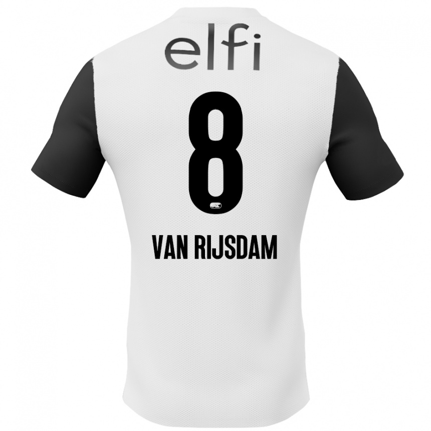 Kinder Fußball Julian Van Rijsdam #8 Weiß Schwarz Auswärtstrikot Trikot 2024/25 T-Shirt Luxemburg