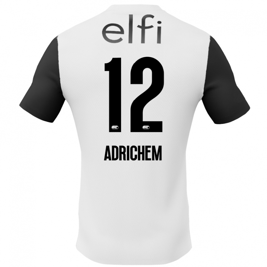 Kinder Fußball Mees Adrichem #12 Weiß Schwarz Auswärtstrikot Trikot 2024/25 T-Shirt Luxemburg