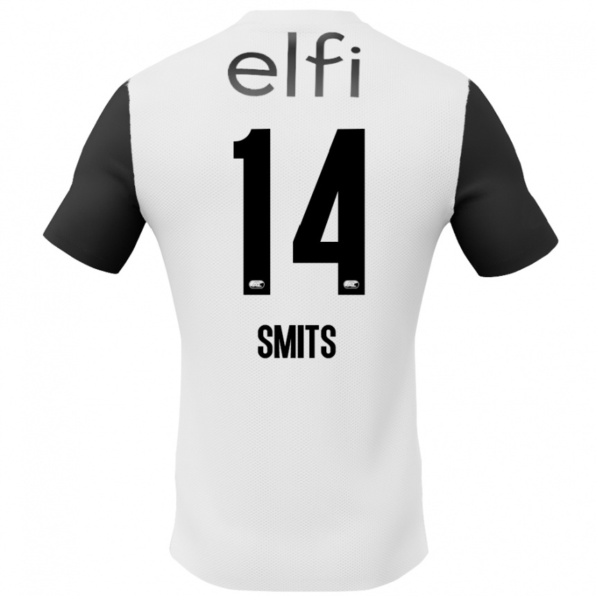 Kinder Fußball Anthony Smits #14 Weiß Schwarz Auswärtstrikot Trikot 2024/25 T-Shirt Luxemburg