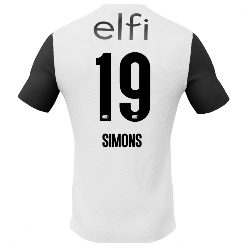 Kinder Fußball Saviola Simons #19 Weiß Schwarz Auswärtstrikot Trikot 2024/25 T-Shirt Luxemburg