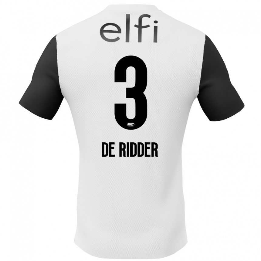 Kinder Fußball Djoeke De Ridder #3 Weiß Schwarz Auswärtstrikot Trikot 2024/25 T-Shirt Luxemburg