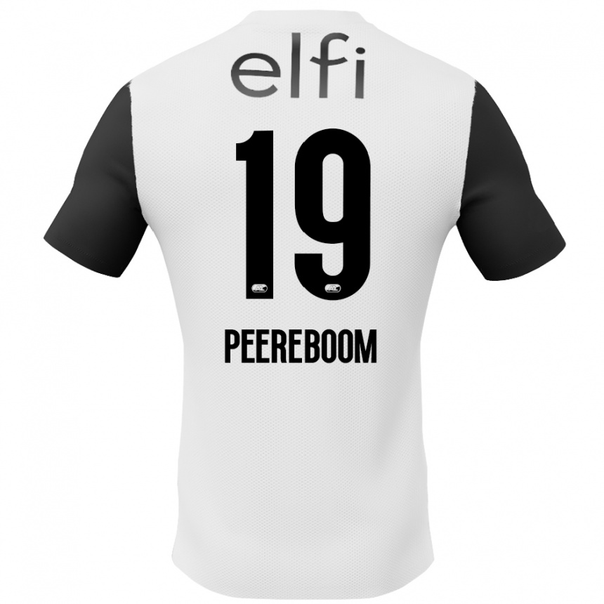 Kinder Fußball Sanne Peereboom #19 Weiß Schwarz Auswärtstrikot Trikot 2024/25 T-Shirt Luxemburg