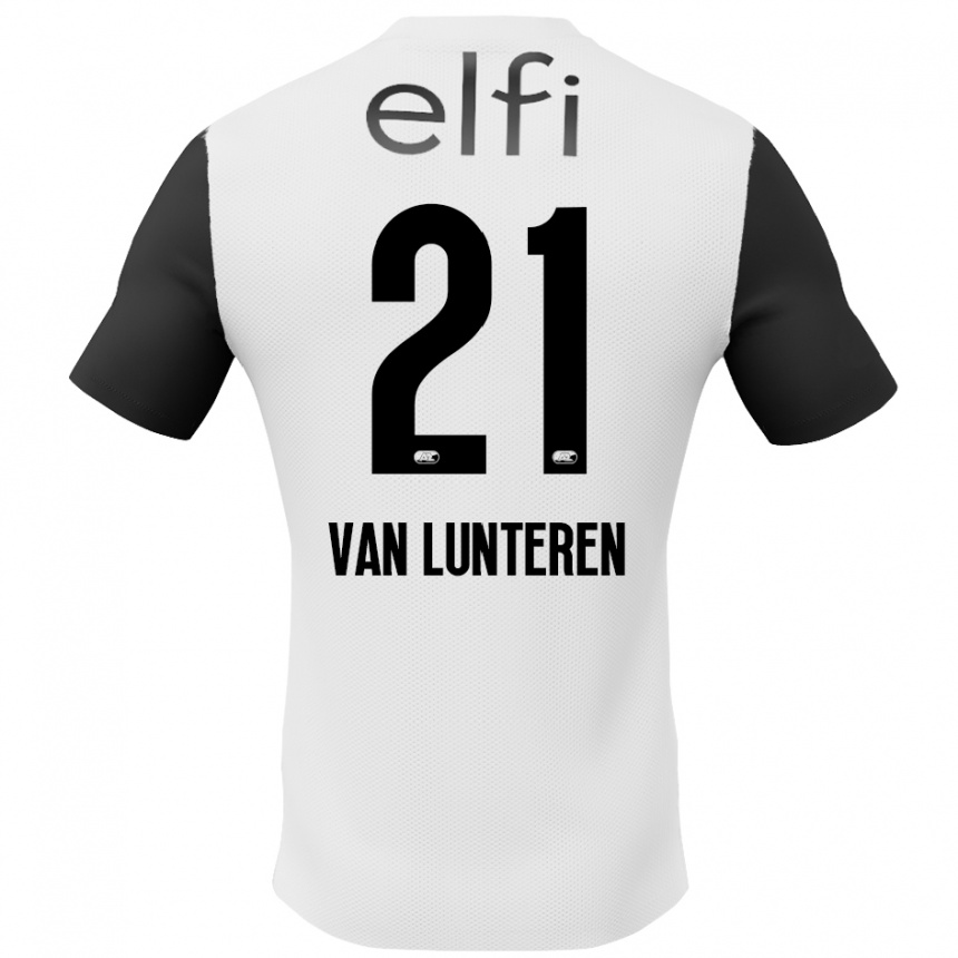 Kinder Fußball Desiree Van Lunteren #21 Weiß Schwarz Auswärtstrikot Trikot 2024/25 T-Shirt Luxemburg