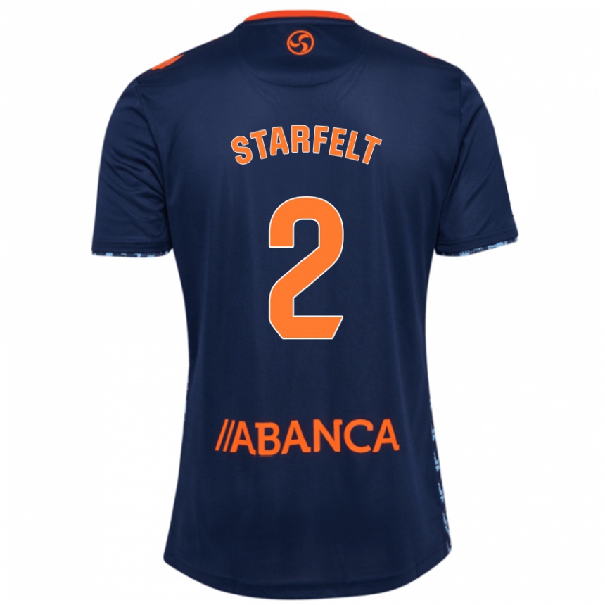 Kinder Fußball Carl Starfelt #2 Marineblau Auswärtstrikot Trikot 2024/25 T-Shirt Luxemburg