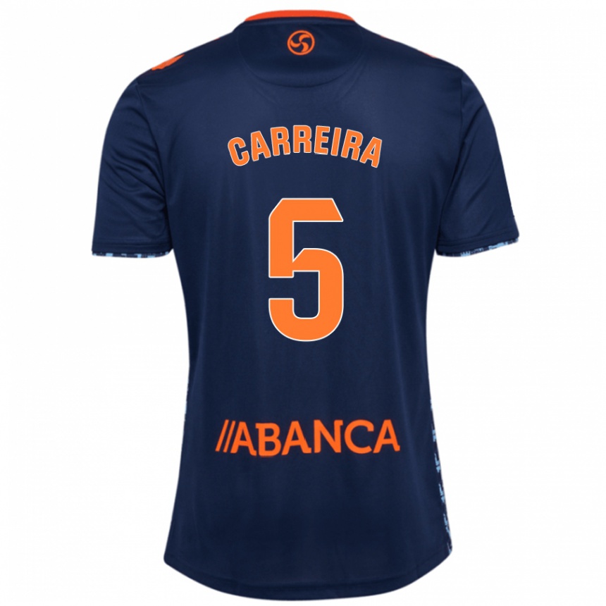 Kinder Fußball Sergio Carreira #5 Marineblau Auswärtstrikot Trikot 2024/25 T-Shirt Luxemburg