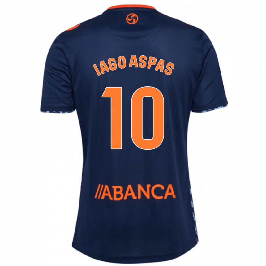 Kinder Fußball Iago Aspas #10 Marineblau Auswärtstrikot Trikot 2024/25 T-Shirt Luxemburg