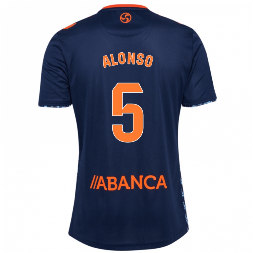 Kinder Fußball Gael Alonso #5 Marineblau Auswärtstrikot Trikot 2024/25 T-Shirt Luxemburg