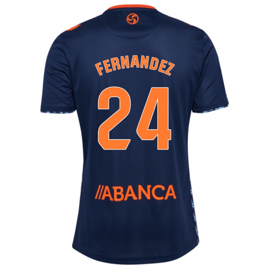 Kinder Fußball César Fernández #24 Marineblau Auswärtstrikot Trikot 2024/25 T-Shirt Luxemburg