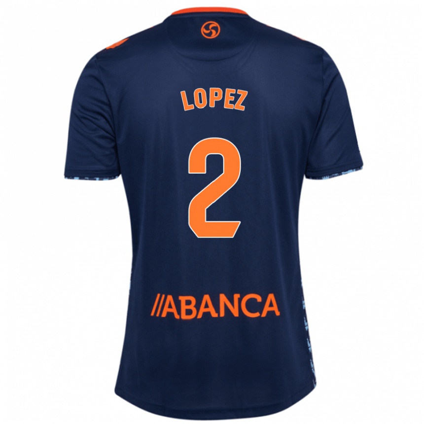 Kinder Fußball Iván López #2 Marineblau Auswärtstrikot Trikot 2024/25 T-Shirt Luxemburg