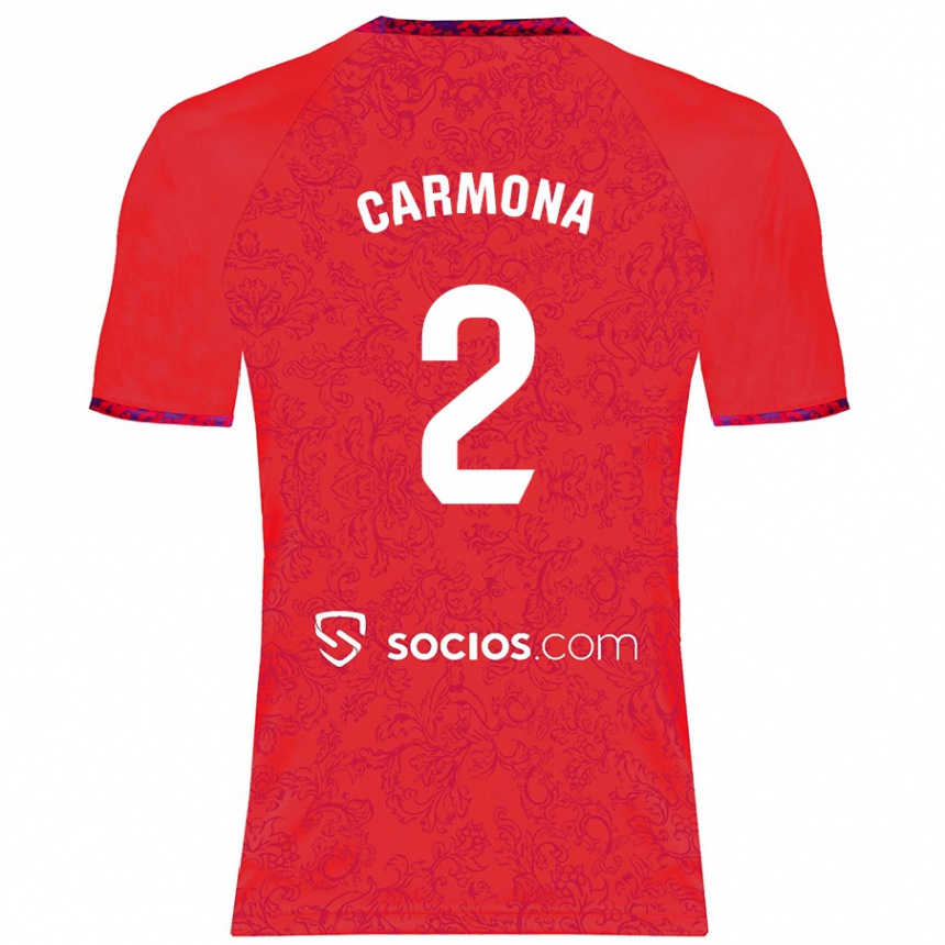 Kinder Fußball José Ángel Carmona #2 Rot Auswärtstrikot Trikot 2024/25 T-Shirt Luxemburg