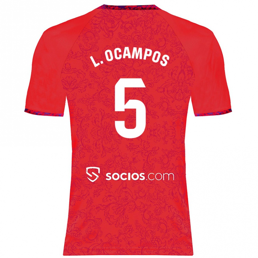 Kinder Fußball Lucas Ocampos #5 Rot Auswärtstrikot Trikot 2024/25 T-Shirt Luxemburg