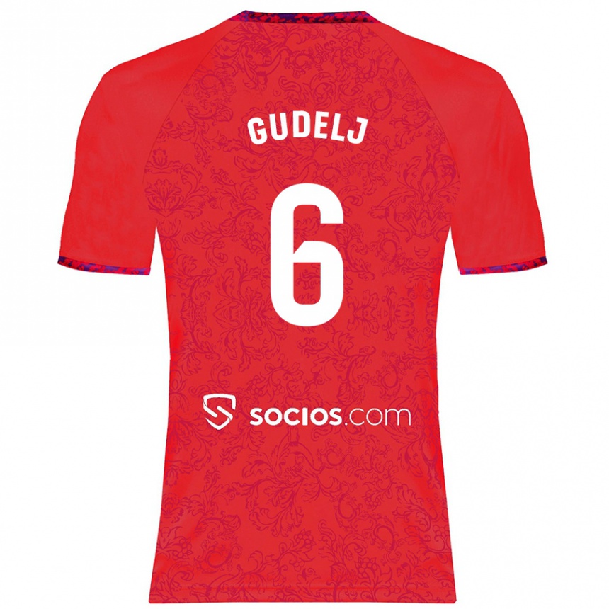 Kinder Fußball Nemanja Gudelj #6 Rot Auswärtstrikot Trikot 2024/25 T-Shirt Luxemburg