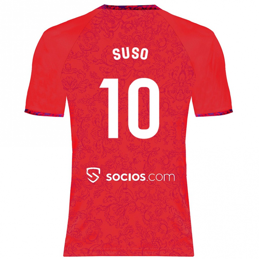 Kinder Fußball Suso #10 Rot Auswärtstrikot Trikot 2024/25 T-Shirt Luxemburg