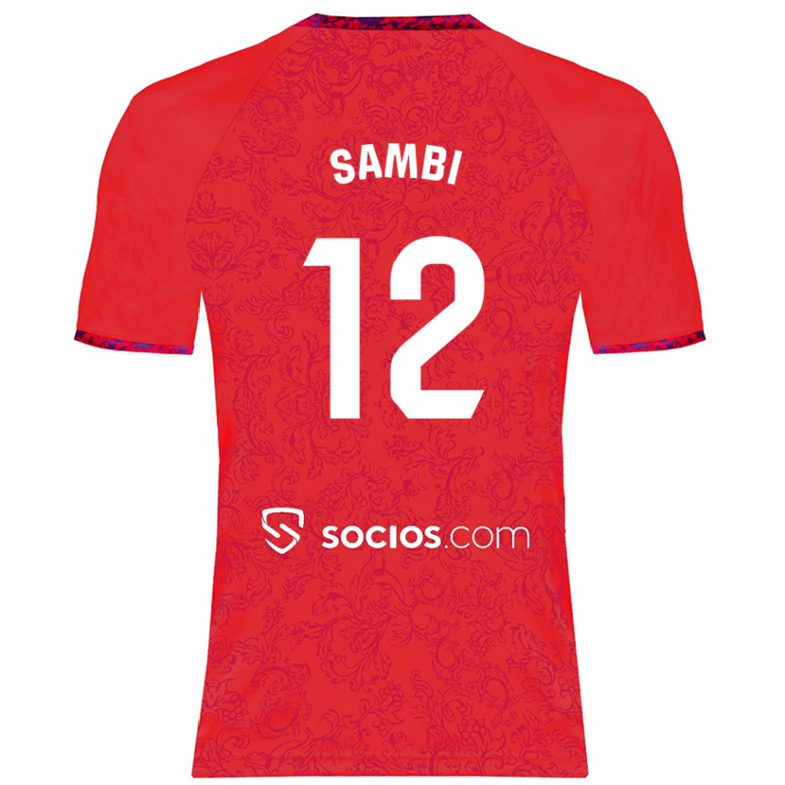 Kinder Fußball Albert Sambi Lokonga #12 Rot Auswärtstrikot Trikot 2024/25 T-Shirt Luxemburg