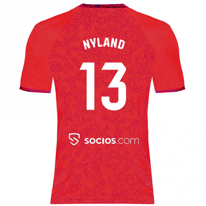 Kinder Fußball Ørjan Nyland #13 Rot Auswärtstrikot Trikot 2024/25 T-Shirt Luxemburg