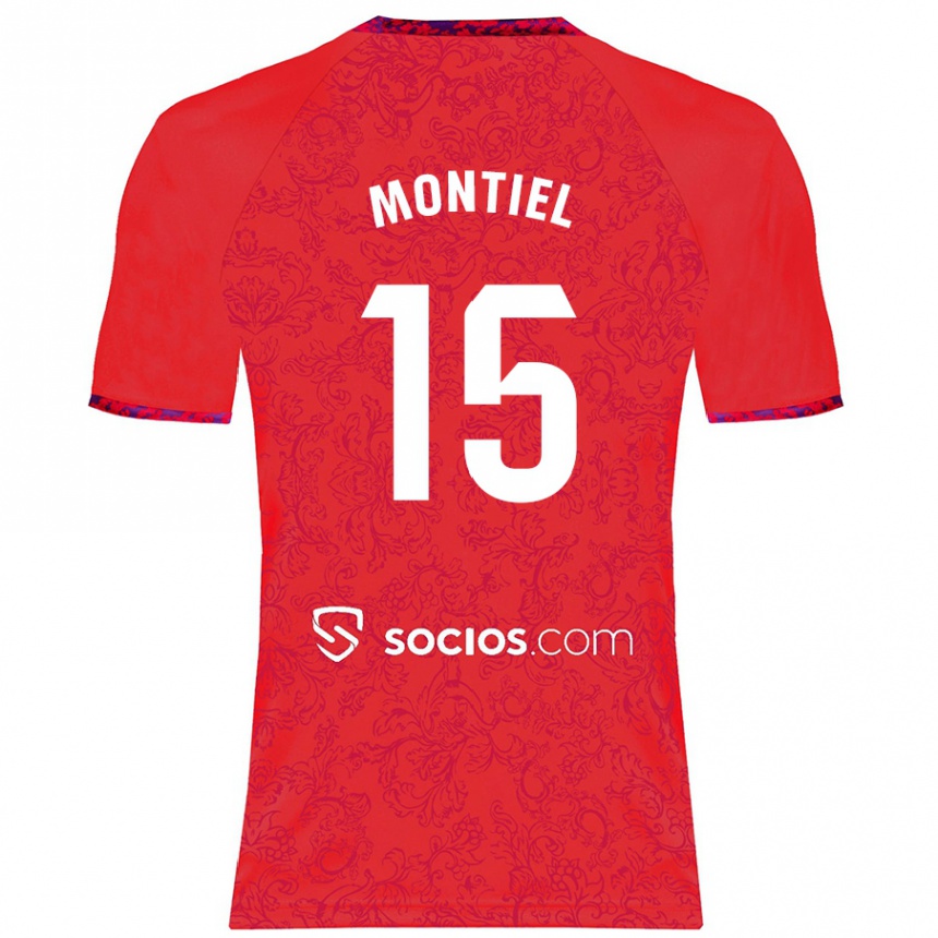 Kinder Fußball Gonzalo Montiel #15 Rot Auswärtstrikot Trikot 2024/25 T-Shirt Luxemburg