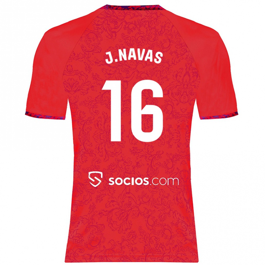 Kinder Fußball Jesús Navas #16 Rot Auswärtstrikot Trikot 2024/25 T-Shirt Luxemburg