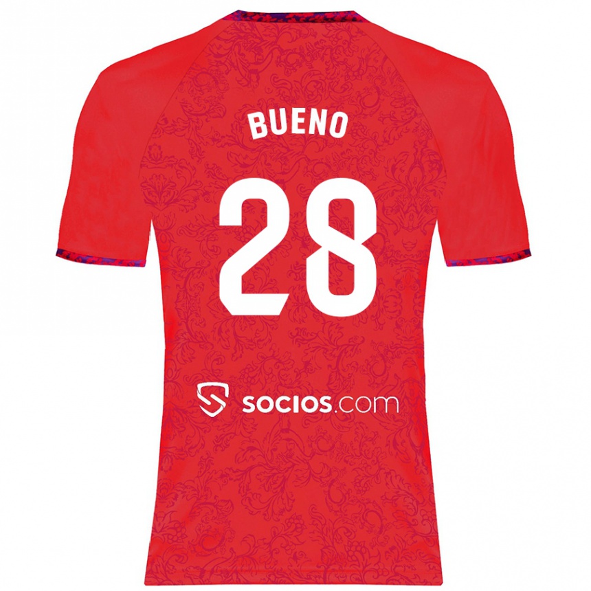 Kinder Fußball Manu Bueno #28 Rot Auswärtstrikot Trikot 2024/25 T-Shirt Luxemburg