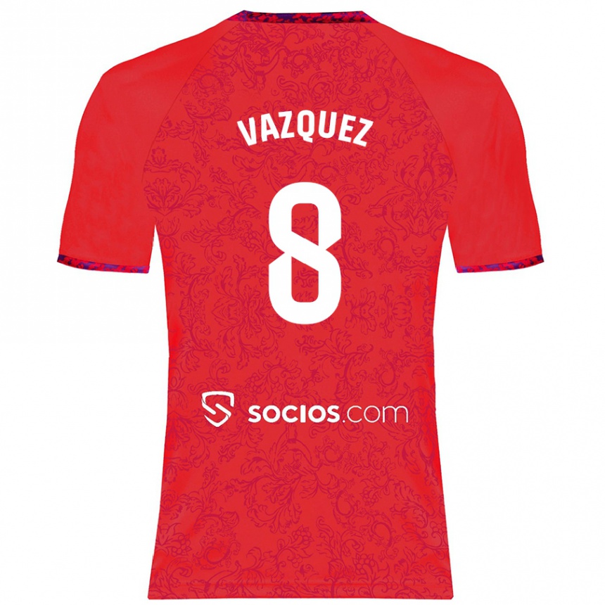 Kinder Fußball Manolo Vázquez #8 Rot Auswärtstrikot Trikot 2024/25 T-Shirt Luxemburg