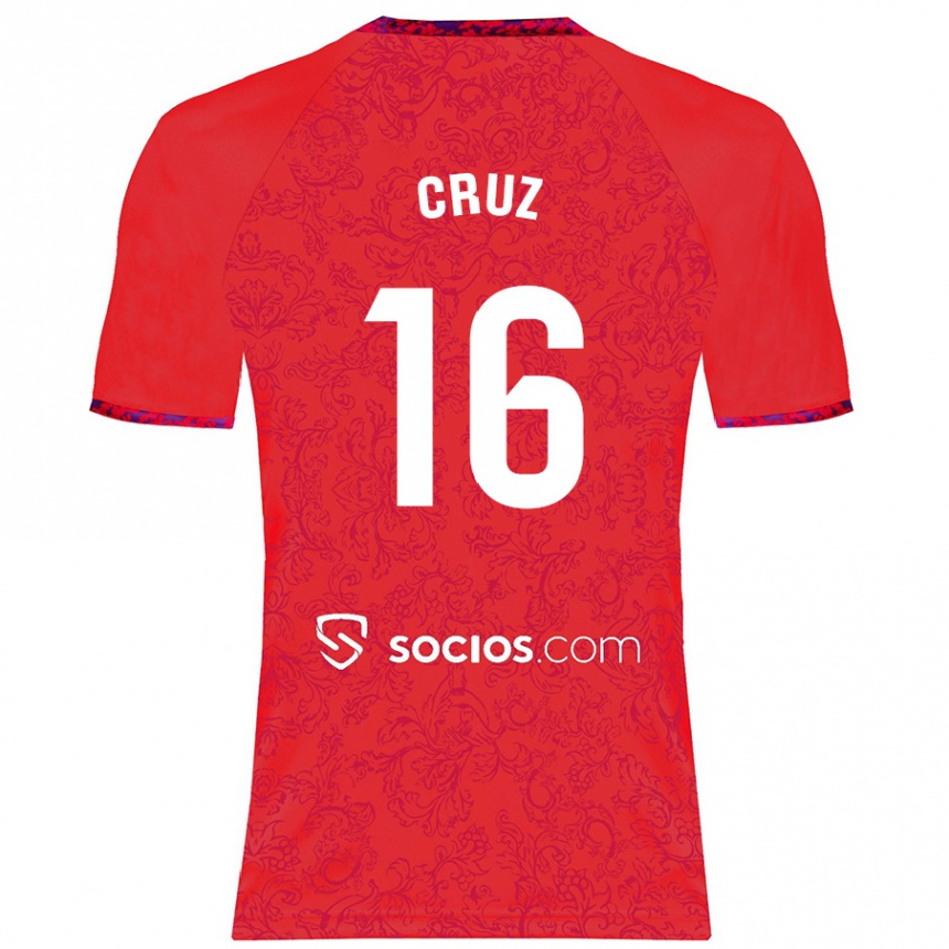 Kinder Fußball Jesús Cruz #16 Rot Auswärtstrikot Trikot 2024/25 T-Shirt Luxemburg