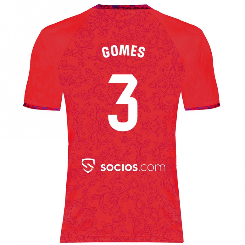 Kinder Fußball Diana Gomes #3 Rot Auswärtstrikot Trikot 2024/25 T-Shirt Luxemburg