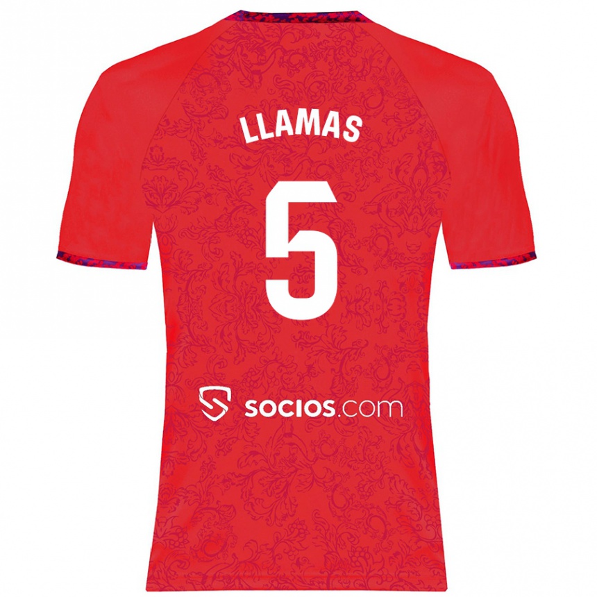 Kinder Fußball Eva Llamas Hernández #5 Rot Auswärtstrikot Trikot 2024/25 T-Shirt Luxemburg