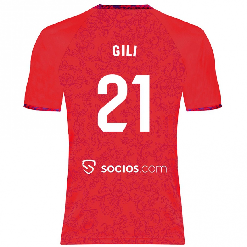 Kinder Fußball Gemma Gili #21 Rot Auswärtstrikot Trikot 2024/25 T-Shirt Luxemburg