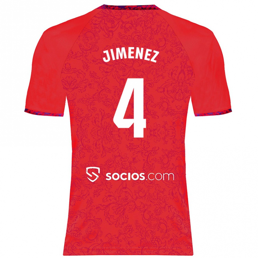 Kinder Fußball Diego Jiménez #4 Rot Auswärtstrikot Trikot 2024/25 T-Shirt Luxemburg