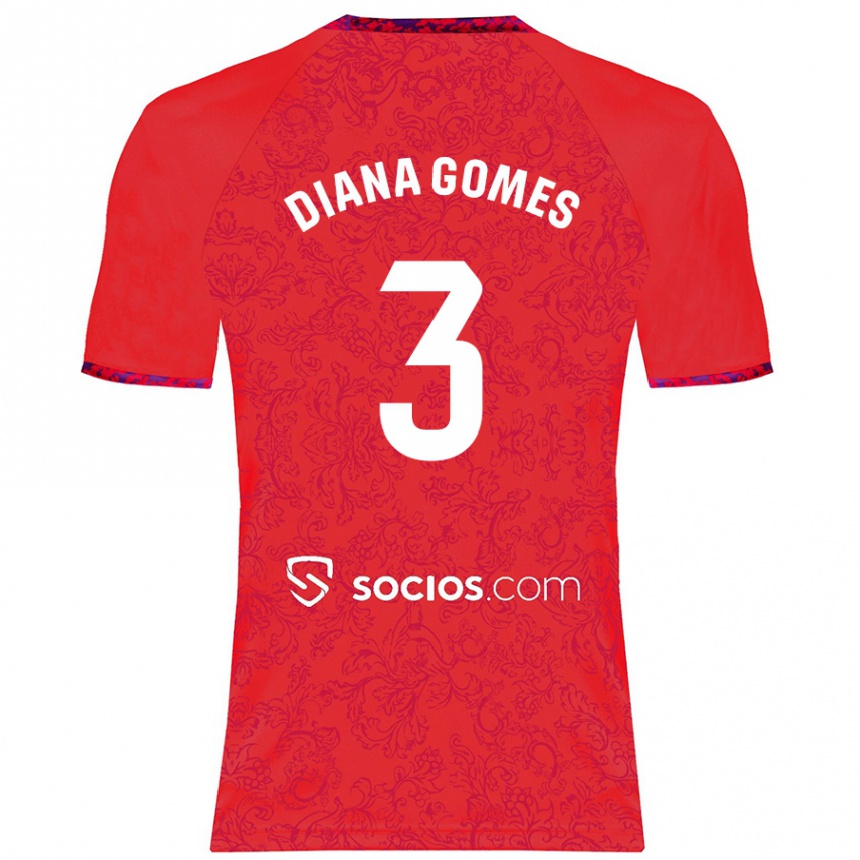 Kinder Fußball Diana Catarina Ribeiro Gomes #3 Rot Auswärtstrikot Trikot 2024/25 T-Shirt Luxemburg