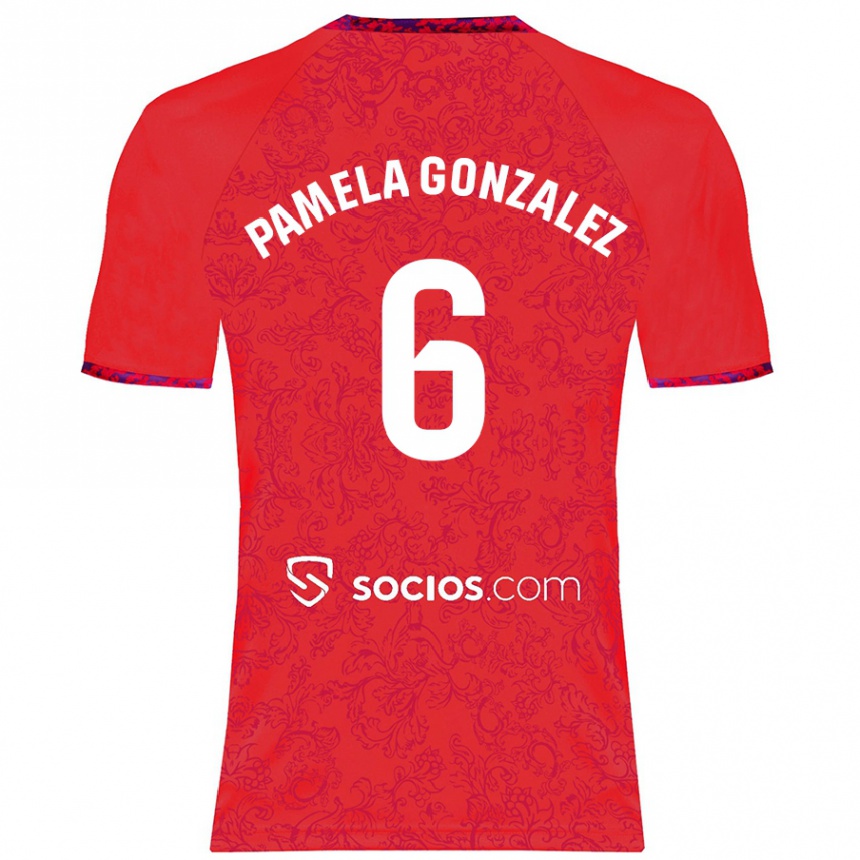 Kinder Fußball Cinthia Pamela González Medina #6 Rot Auswärtstrikot Trikot 2024/25 T-Shirt Luxemburg